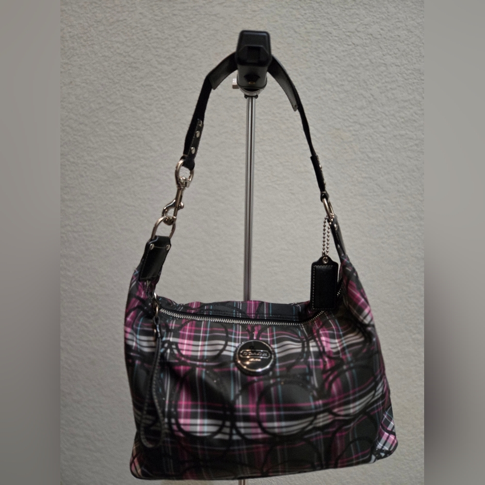 COACH shoulder Bag Plaid Print